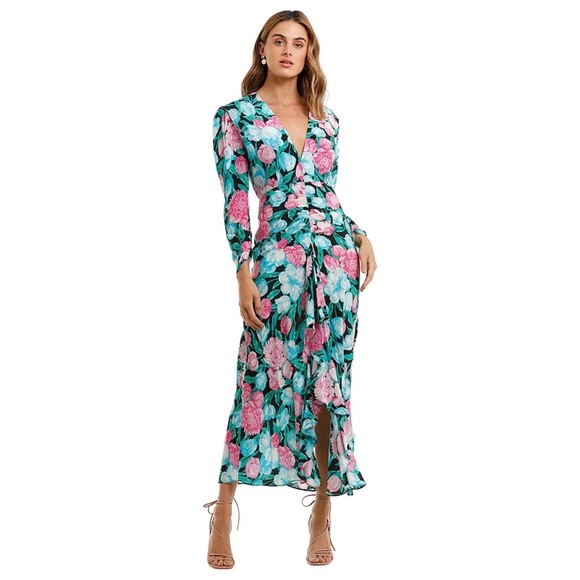 RIXO Dresses & Skirts - RIXO London Paloma Tulip Floral Silk Maxi Dress Size XS